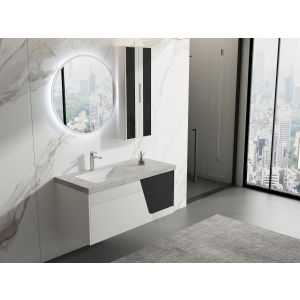 Conjunto mueble spanish gray, lavabo en resina y espejo LED 120x55x50