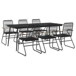 vidaXL juego de comedor para jardín 7 piezas ratán PVC negro