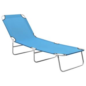 vidaXL tumbona plegable de acero y tela azul turquesa