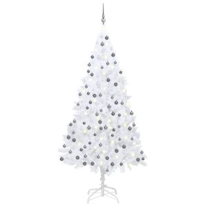 vidaXL árbol de navidad preiluminado con luces y bolas blanco 240 cm