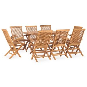 vidaXL set de comedor de jardín plegable 9 pzas madera maciza de teca