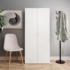 Mueble zapatero de madera contrachapada blanco 80x35,5x180 cm