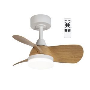 Ventilador de techo con luz LED borse mini blanco+haya 3cct dim 18w ø90cm