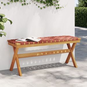 Banco de jardín madera maciza de acacia y tela rojo es4667