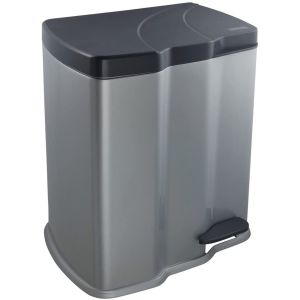 Keeeper cubo de basura plateado con 2 compartimentos de 7l + 15l - "gunnar"