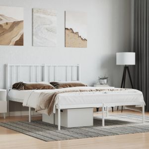 Cama 140x200 cm con cabecero metal blanca