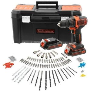 Taladro atornillador inalámbrico 18v black+decker (2 baterías 2 ah + cargad