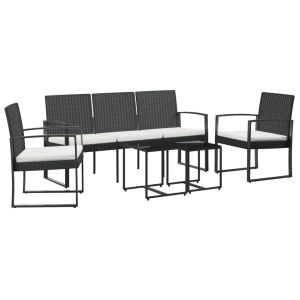 vidaXL set comedor de jardín 5 pzas con cojines pp aspecto ratán negro