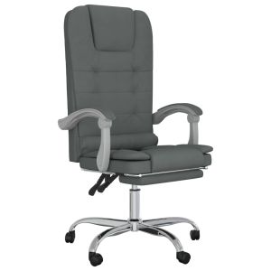 vidaXL silla de oficina reclinable con masaje de tela gris oscuro