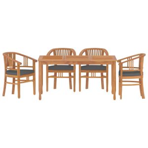 vidaXL juego de comedor para jardín 5 piezas madera maciza de teca