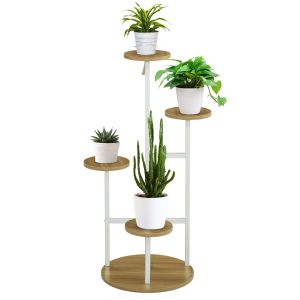 Soporte para plantas mdf, acero bicolor 40x40x95.5 cm Outsunny