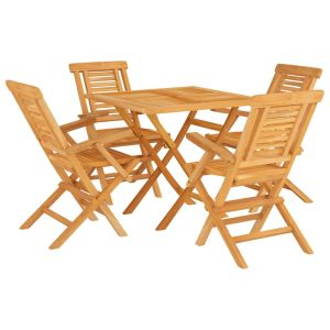 vidaXL juego de comedor para jardín 5 piezas madera maciza de teca