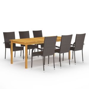 vidaXL juego de comedor para jardín 7 piezas marrón