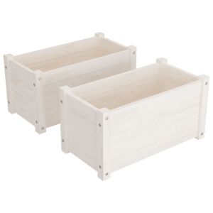 Jardineras 2 uds madera maciza de pino blanco 60x31x31 cm