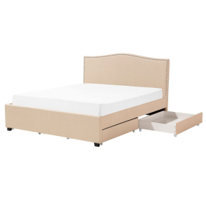 Cama con almacenaje de poliéster beige 160 x 200 cm montpellier