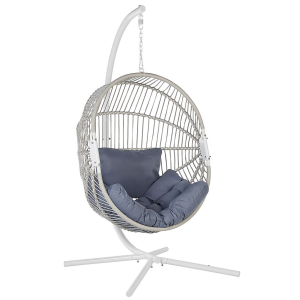 Silla coLGante con soporte de ratán blanco/gris acri