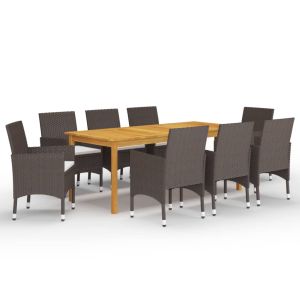 vidaXL juego de comedor de jardín de 9 piezas marrón