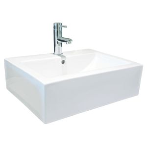 Ondee - lavabo rectángulo cubic - blanco - 52x41cm - con rebosadero