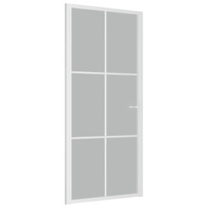 vidaXL puerta interior de vidrio y aluminio blanco mate 93x201,5 cm