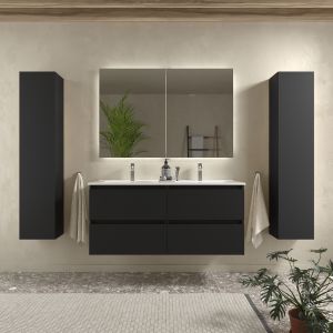 Mueble baño bequia 120 cm negro mate | lavabo