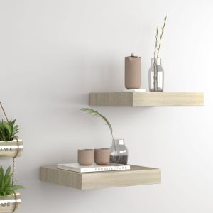 Estantes flotantes de pared 2 uds mdf roble 23x23,5x3,8 cm es8426
