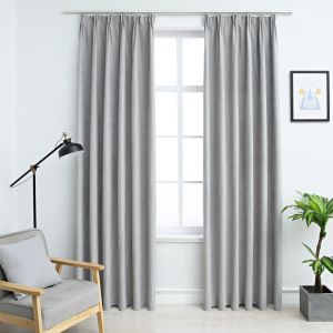 Cortinas opacas con ganchos 2 piezas gris 140x225 cm es1647