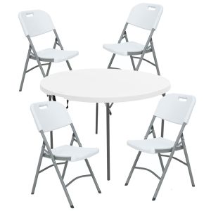 Well home mesa redonda + set de 4 sillas plegables 51x45x85,5 cm