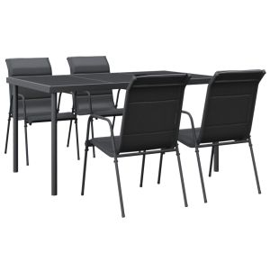 vidaXL juego de comedor para jardín 5 piezas acero y textilene negro