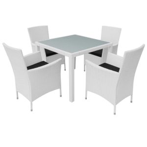 vidaXL set de comedor de jardín 5 piezas ratán sintético blanco crema