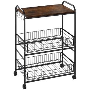 Carrito de cocina melamina de madera, metal 60x38x85.5 cm homcom