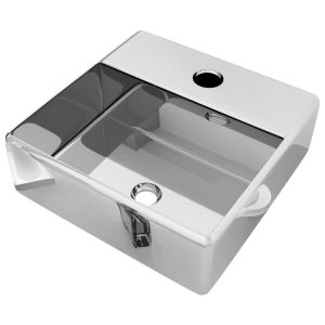 vidaXL lavabo con orificio para grifo 38x30x11,5 cm cerámica plateado