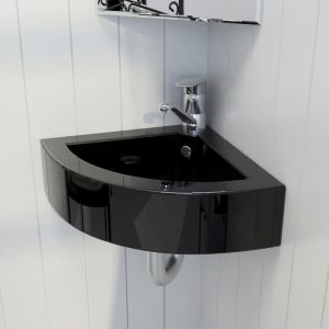 vidaXL lavabo con rebosadero 45x32x12,5 cm negro