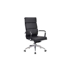 Silla de oficina ergonómica ajustable en piel sintética negra