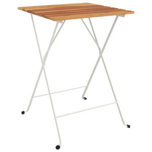 vidaXL mesa de cafetería plegable madera acacia y acero 55x54x71 cm