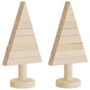 vidaXL árboles de navidad de madera 2 uds madera maciza pino 30 cm