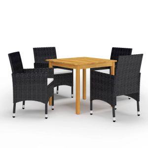 vidaXL juego de comedor de jardín de 5 piezas negro