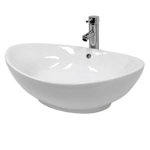 Lavabo ovalado cerámica 590 x 390 x 200 mm blanco ecd germany