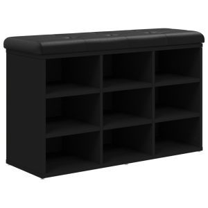 vidaXL banco zapatero madera de ingeniería negro 82x32x50 cm