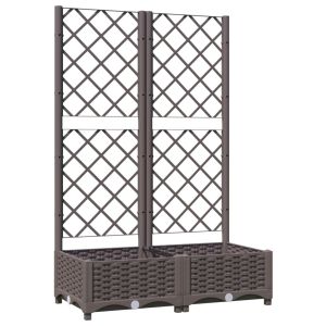 vidaXL jardinera con enrejado pp marrón 80x40x121,5 cm