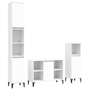 vidaXL juego de muebles de baño 3 pzas madera contrachapada blanco