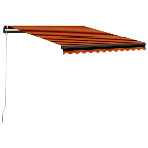 vidaXL toldo retráctil manual con LED naranja y marrón 350x250 cm