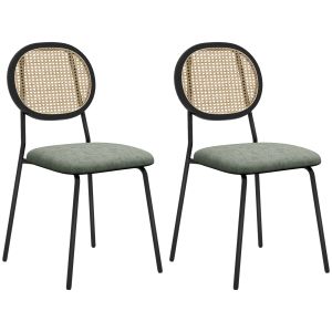 Sillas de comedor poliéster, acero color verde 44x54x87 cm Homcom