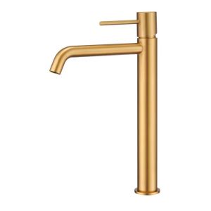 Mice - grifo monomando de lavabo caño alto de latón color oro cepillado