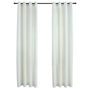 vidaXL cortinas opacas con anillas 2 uds terciopelo crema 140x225 cm