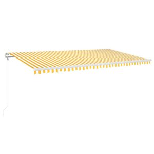 vidaXL toldo automático LED sensor de viento amarillo blanco 600x300cm