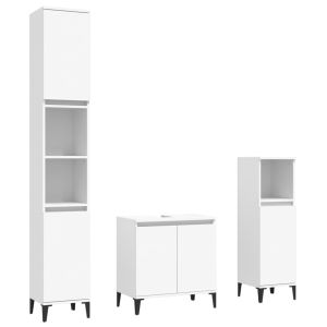 vidaXL juego de muebles de baño 3 pzas madera contrachapada blanco