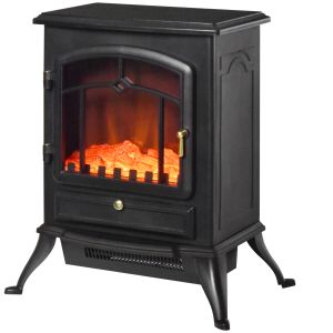 Chimenea eléctrica vertical vidrio templado, pp, abs 45x28x54 cm Homcom