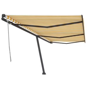 vidaXL toldo de pie retráctil manual amarillo y blanco 600x350 cm