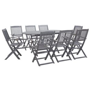 vidaXL juego de comedor de jardín 9 pzas madera maciza de acacia gris