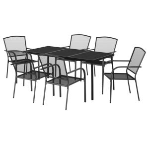 vidaXL juego de comedor de jardín 7 piezas acero gris antracita